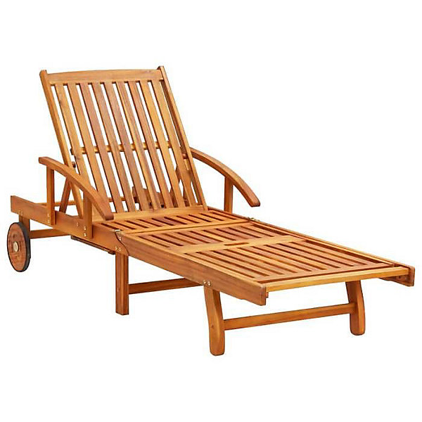 Chaise longue de jardin avec coussin - vidaXL - Bois d'acacia solide