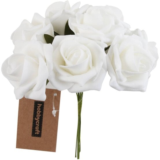 White Open Rose Bouquet 8 Pieces