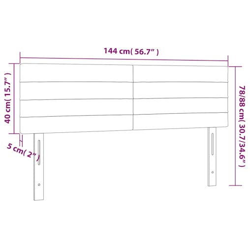 NNEVL LED Headboard Dark Grey 144x5x78/88 cm Fabric