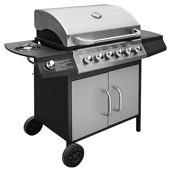 Barbecue à gaz 6   1 zone de cuisson Noir et argenté vidaXL