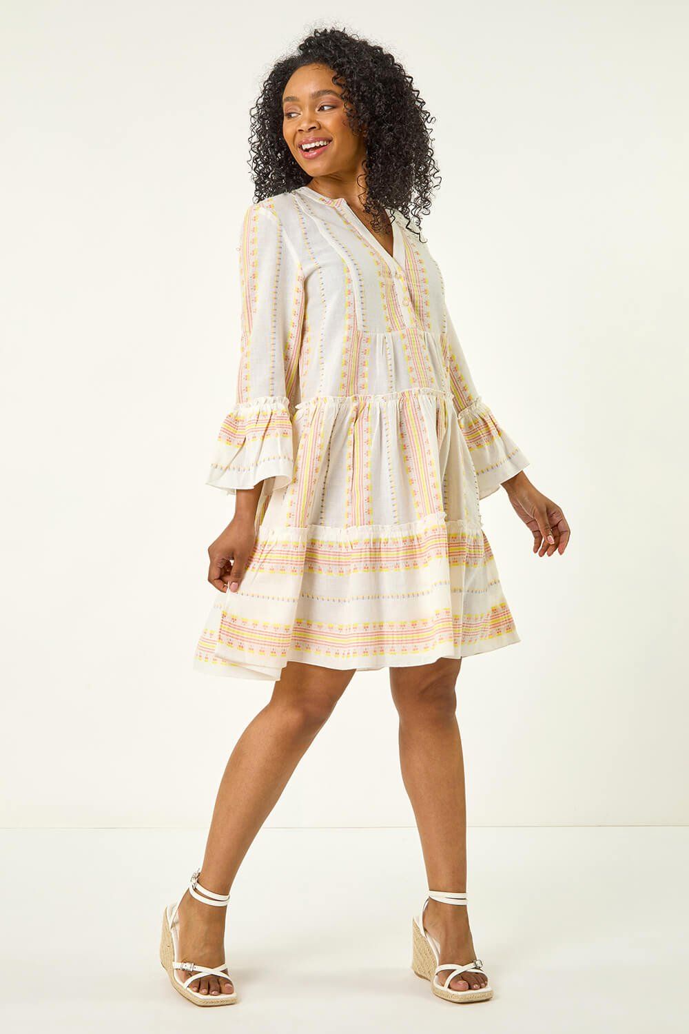 Roman Petite Jacquard Tiered Dress