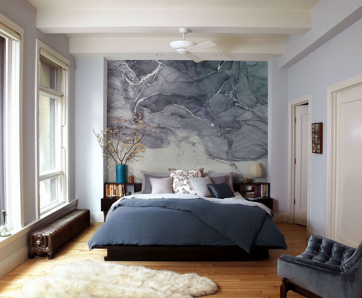 Sanders & Sanders fotobehang aquarel grijs en blauw - 300 x 280 cm - 612411