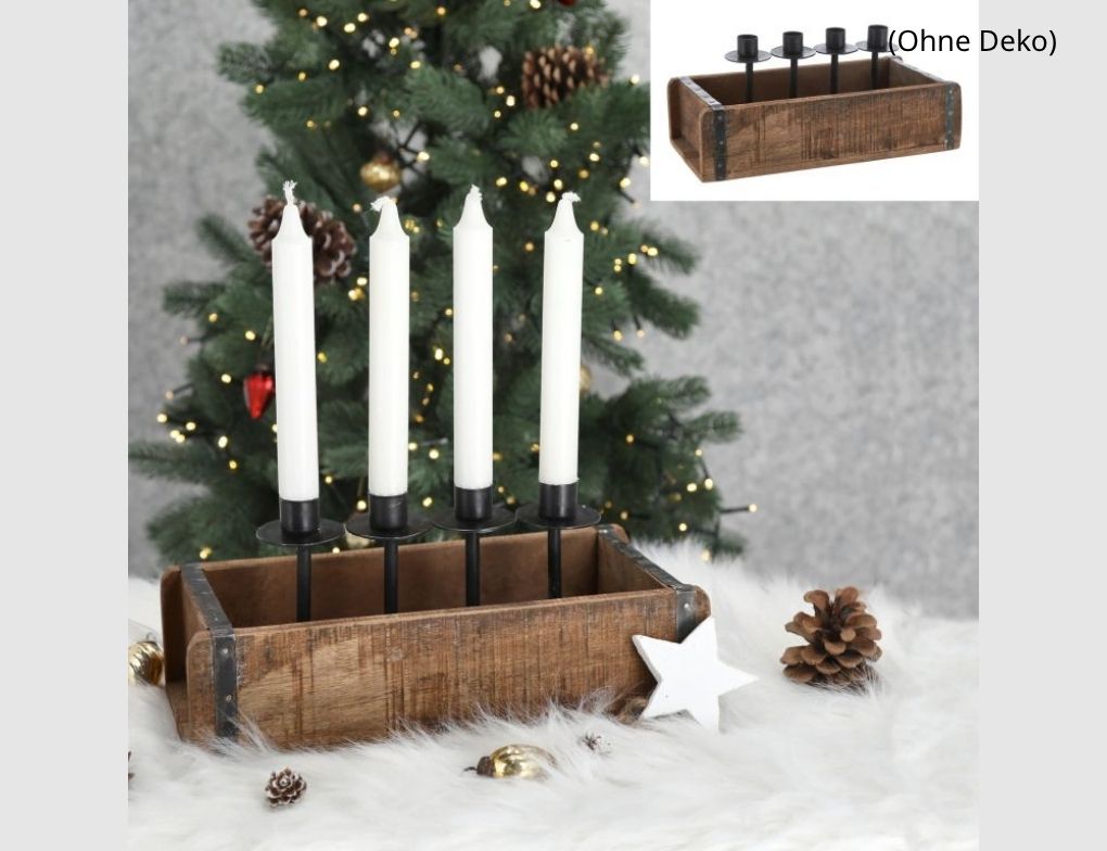 Adventskranz Stabkerzen Holz, Metall