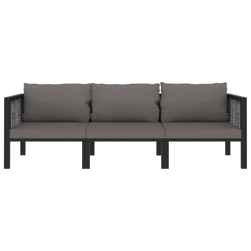 3-osobowa sofa ogrodowa z poduszkami, antracytowa, polirattan