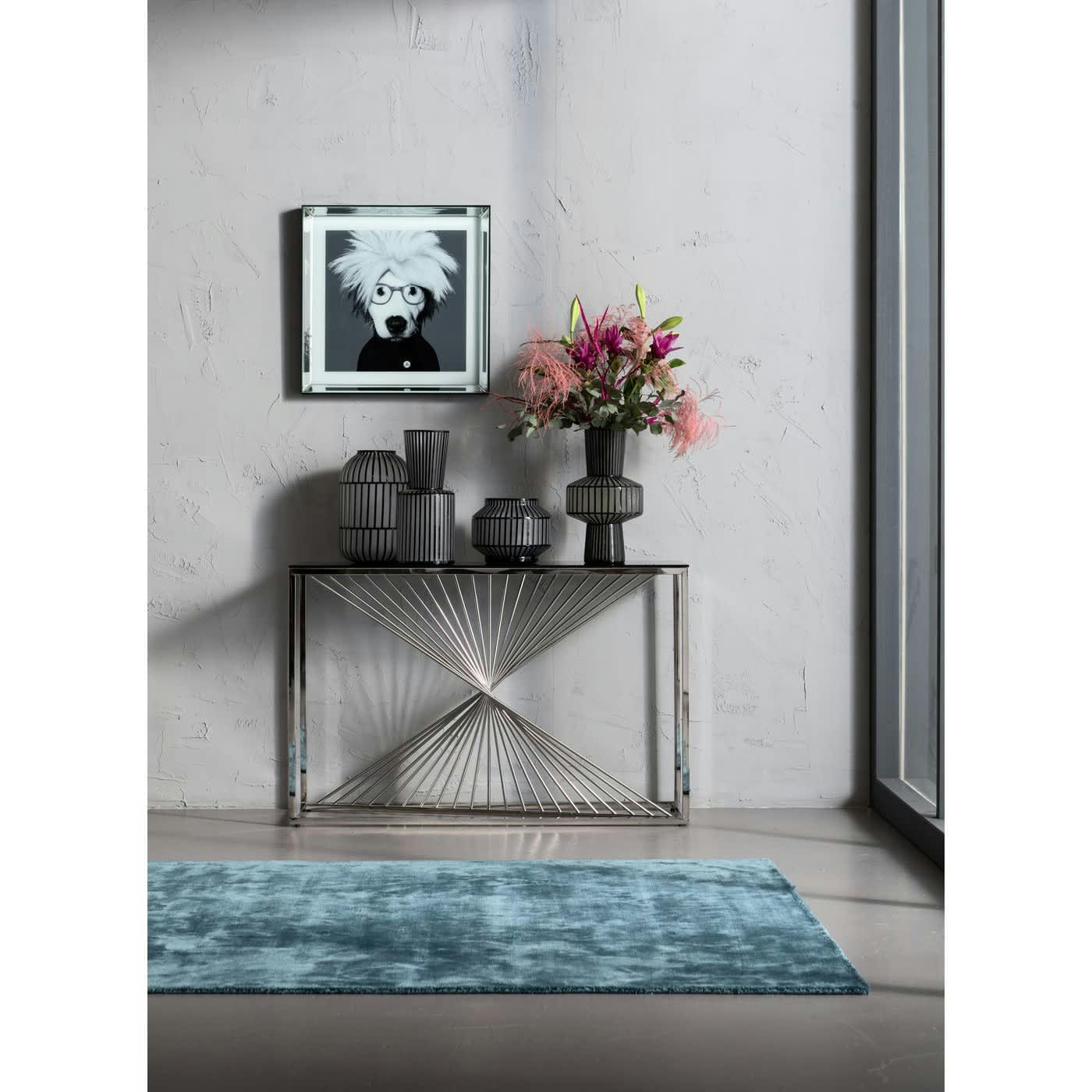 ROULETTE - Vase en verre gris clair mat et noir brillant H42