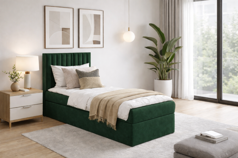 Łóżko kontynentalne Lilly Box 90x200 bez nóg riviera 38