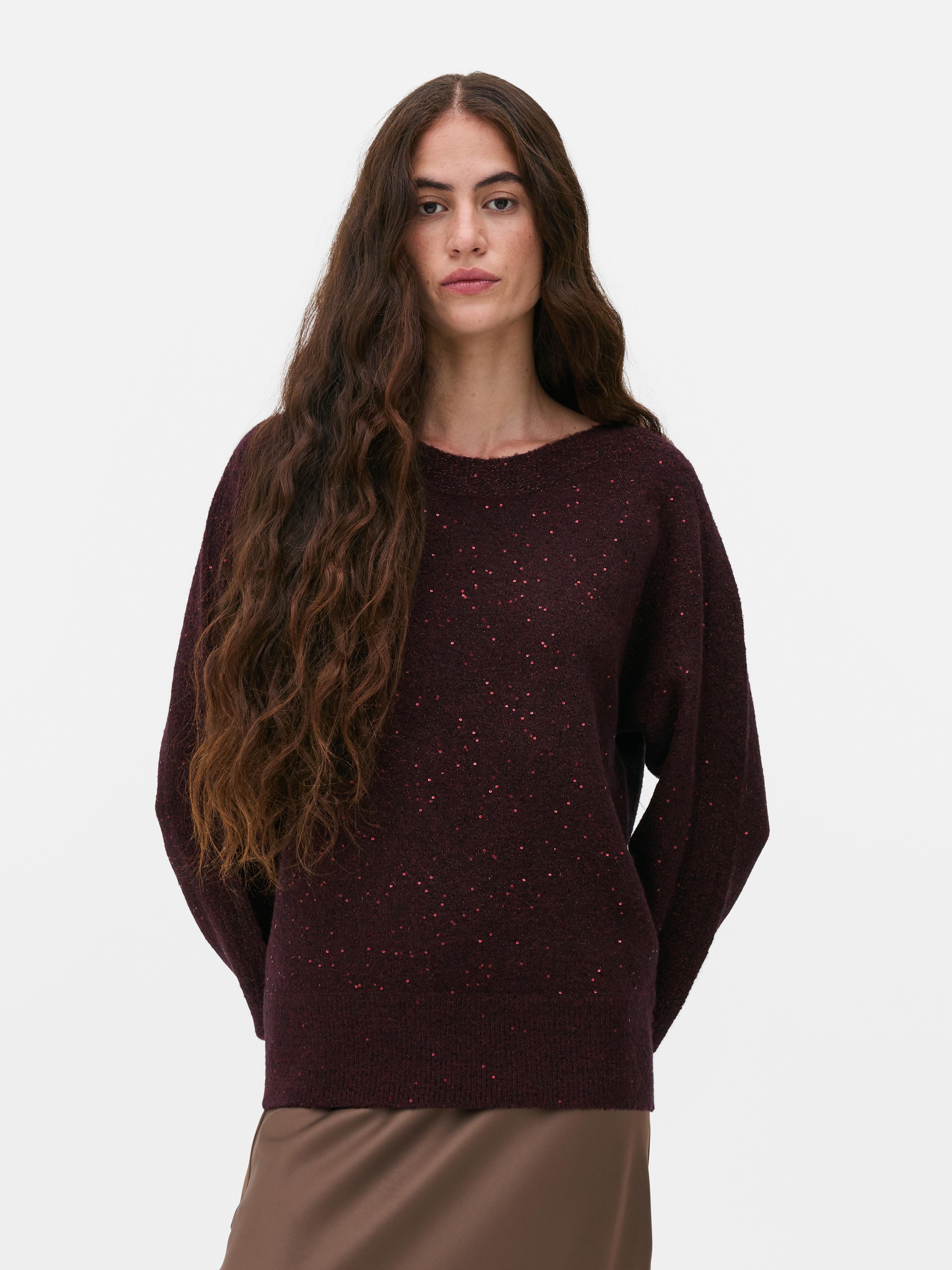 Boat Neck Sparkle Sweater