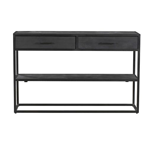 Console d'entrée en bois noir 2 tiroirs motif chevron ALVERA