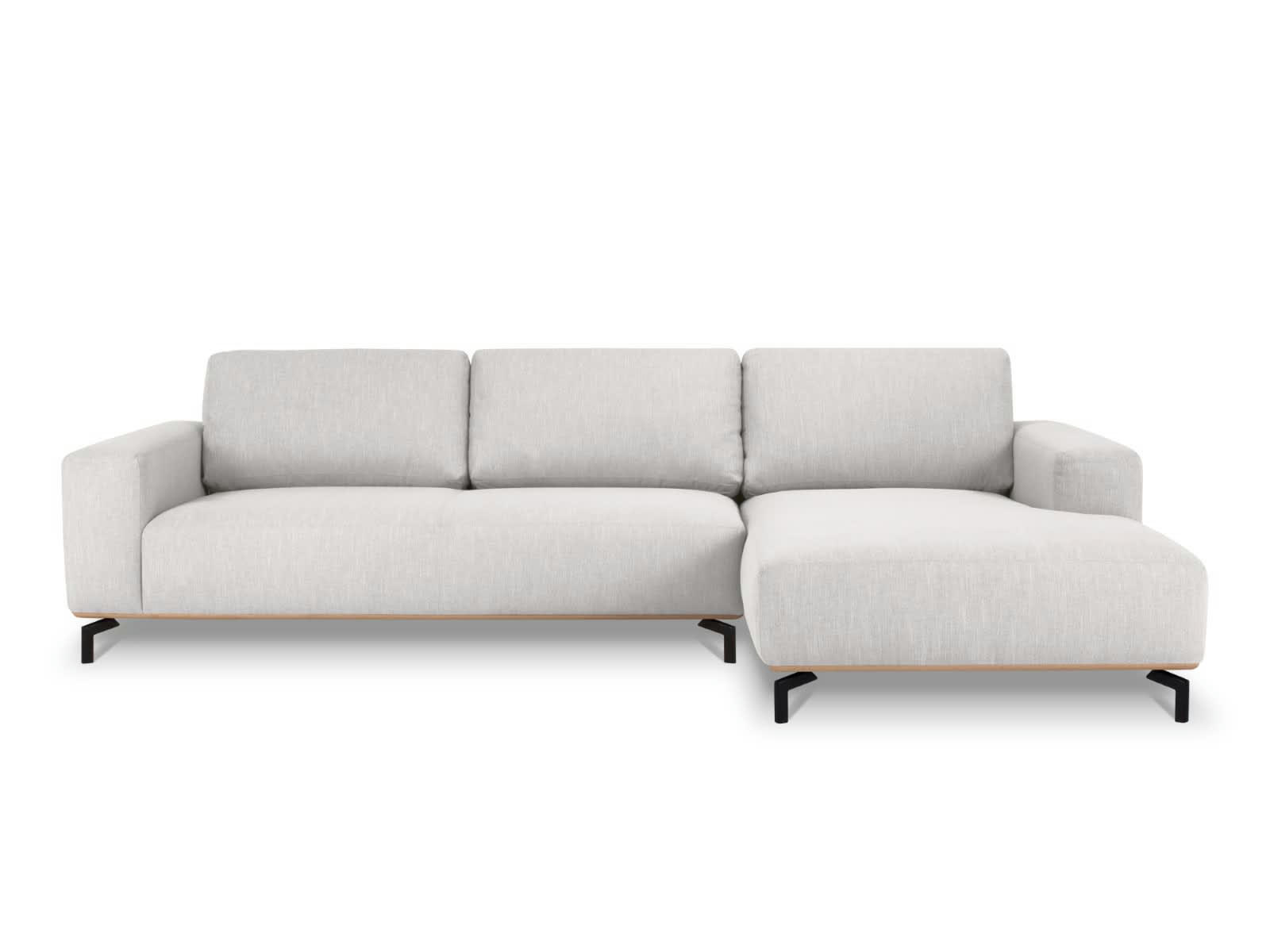 MARC - Canapé D'Angle Droit 5 places en Tissu Structurel Gris Clair