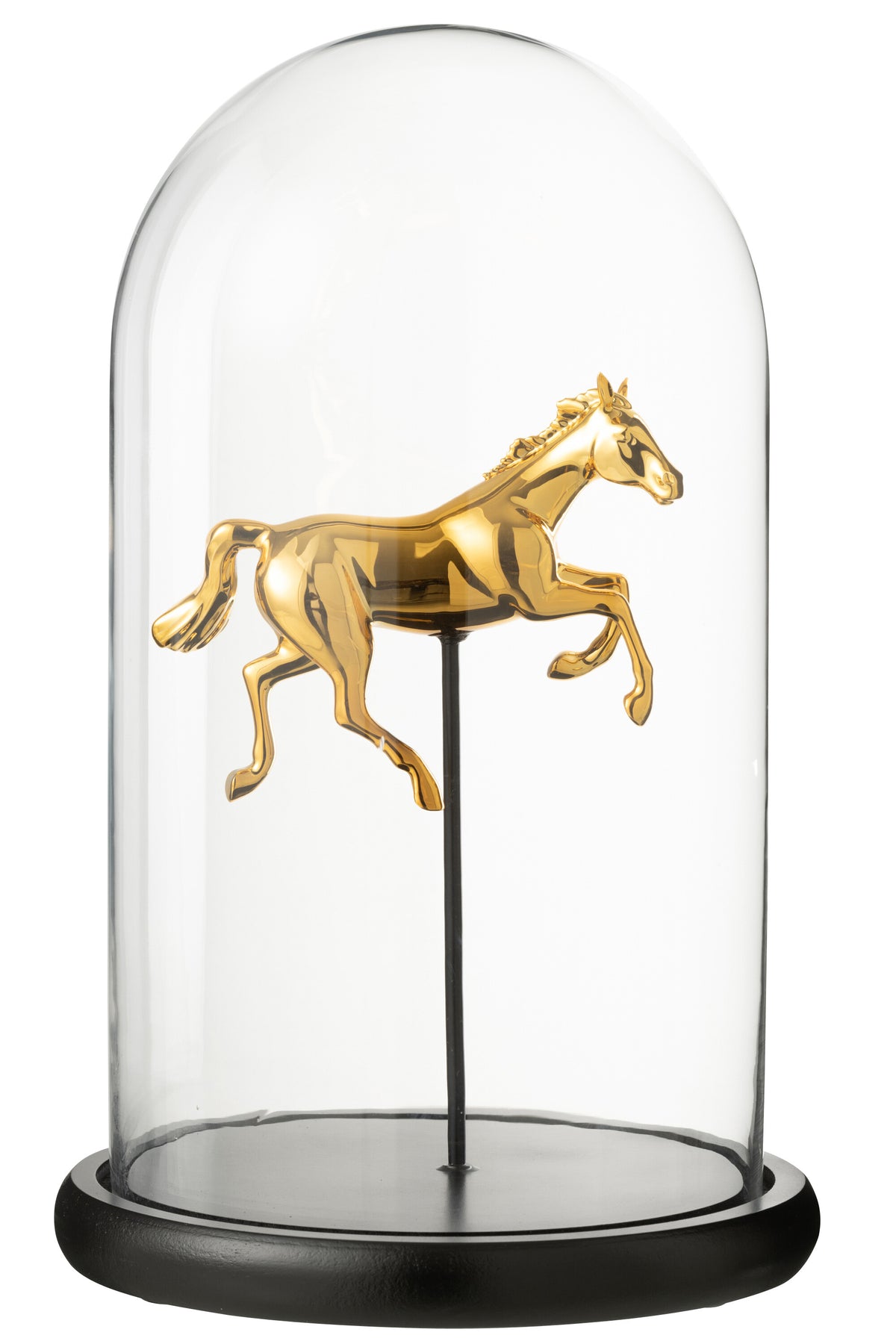 J-Line Decoratieve stolp Paard - glas - goud/zwart - large
