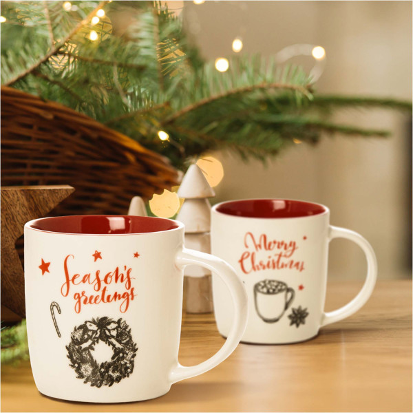 Kubek Świąteczny 370 Ml Boże Narodzenie Zestaw Ceramiczny X4