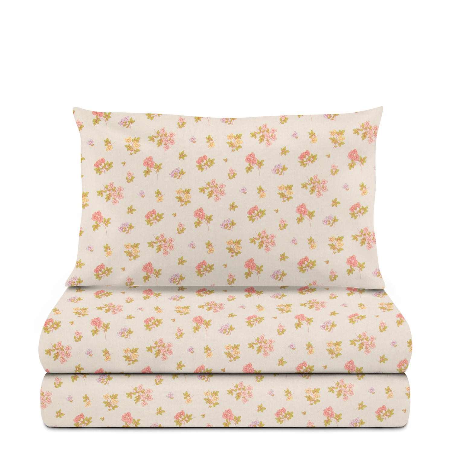 Completo letto 1 piazza e mezza cotone fiorellini