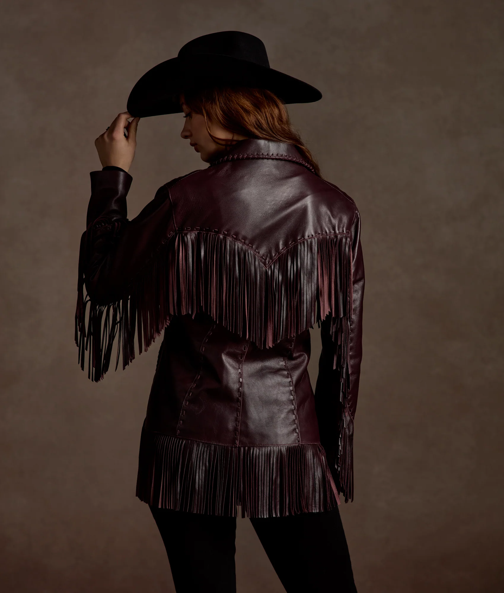 Tallulah Fringe Jacket - Black Cherry