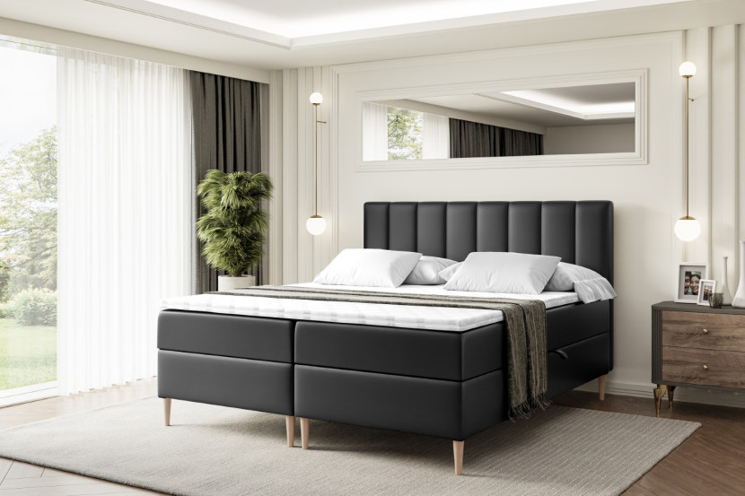 Łóżko kontynentalne z pojemnikiem, materacem i nóżkami OTTA-FD 120x200 cm