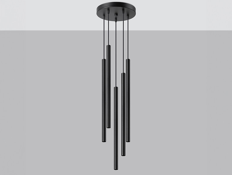 Lampa wisząca Pastelo 5-punktowa 110 cm stalowa czarna