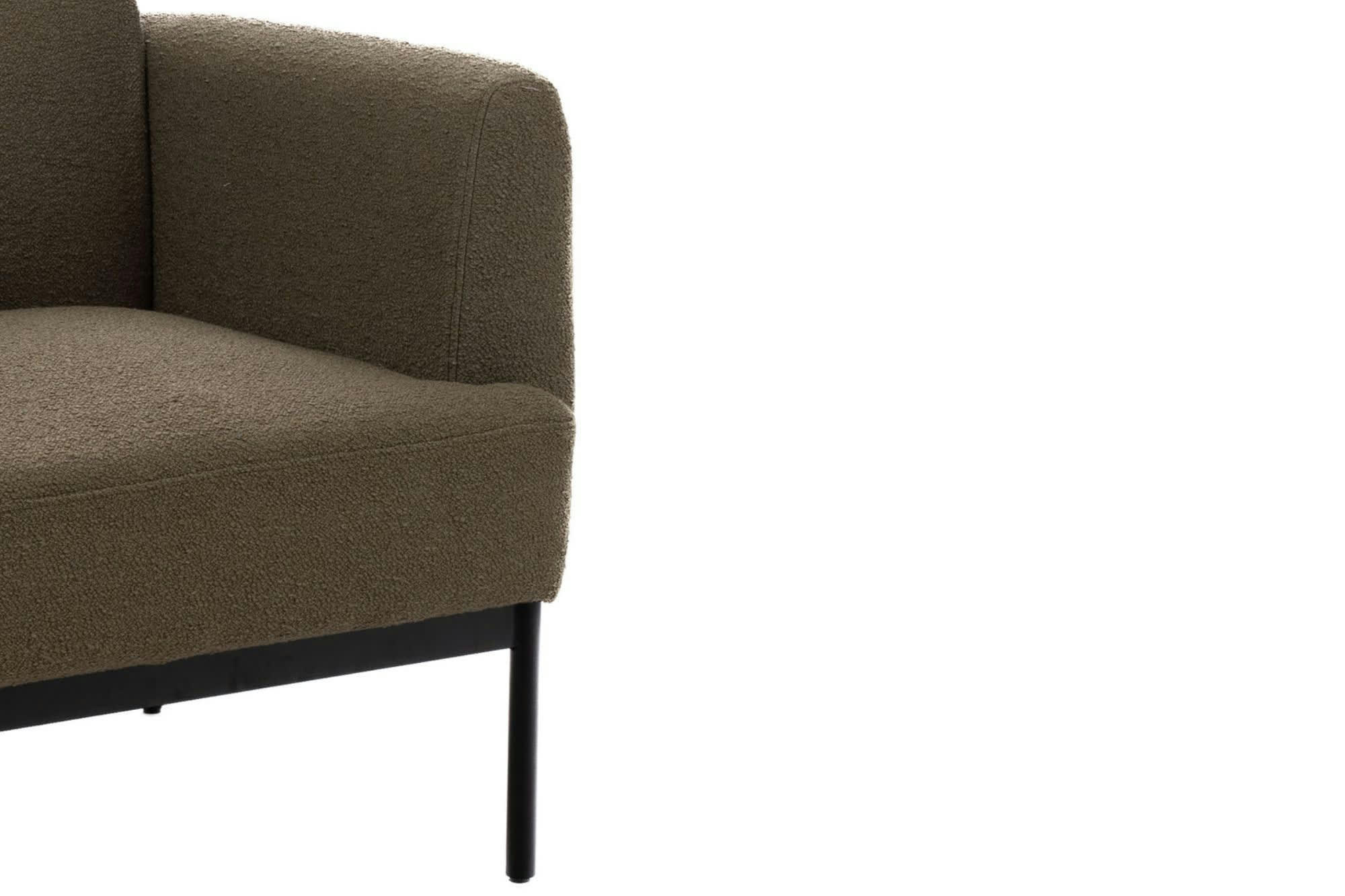 SASHA - Fauteuil contemporain aux lignes droites en tissu bouclette