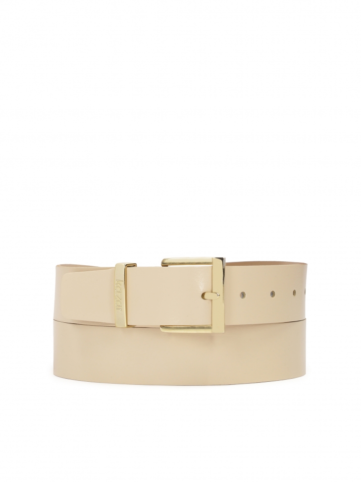 Beige leather belt