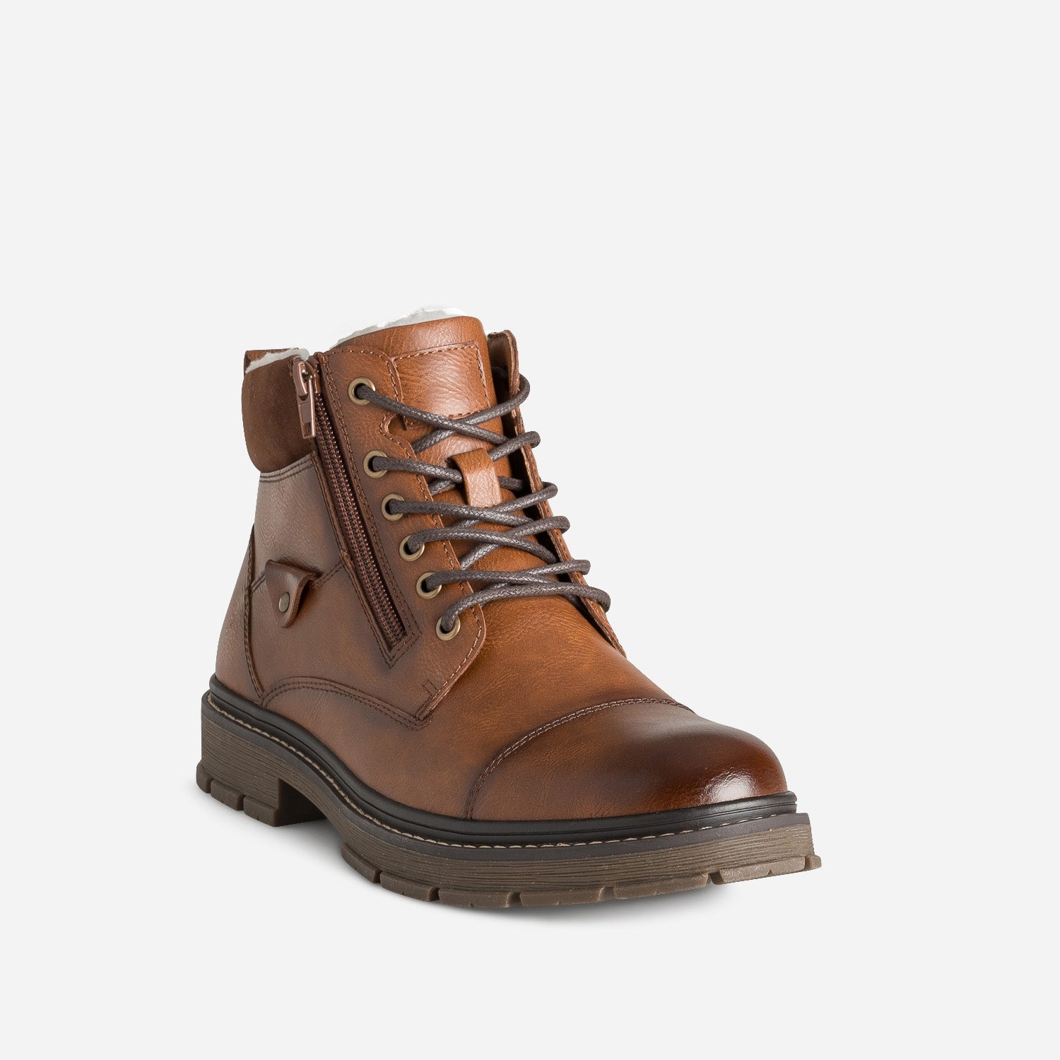 Boots à lacet cognac fourré