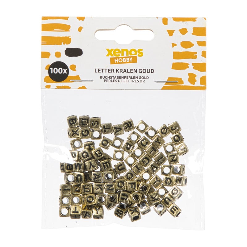 Kralen met letters - goud - set van 100
