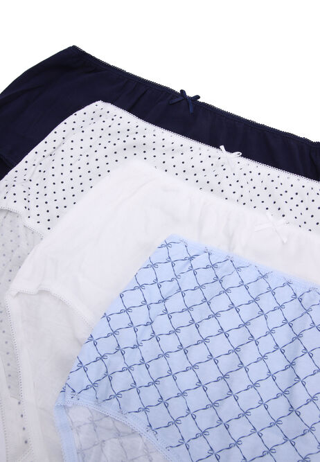 Womens 4pk Blue Bow Full Briefs