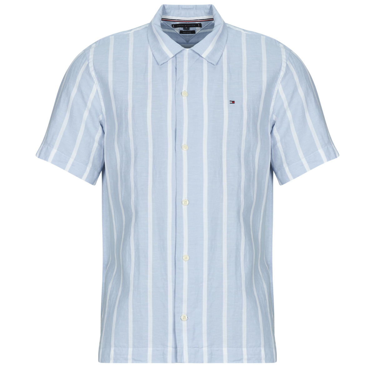 Tommy Hilfiger - LINEN BLEND STRIPED SS RF SHIRT - Blue