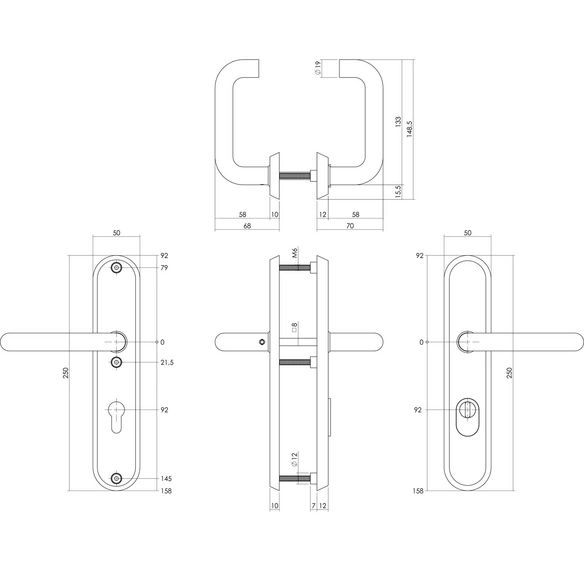 Schutzbeschlag, Kernziehschutz PZ 72 mm oval Drücker/Drücker
