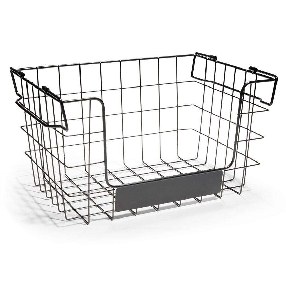 Panier superposable taille M métal noir 34,5x24x19cm