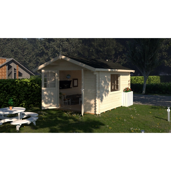 Blockbohlenhaus »Sally«, Holz, BxHxT: 362 x 263 x 360 cm (Außenmaße inkl. Dachüberstand)