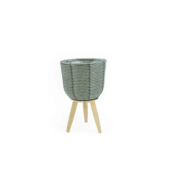 Pflanzkorb, Polyrattan, grau