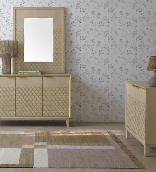 Commode 3 tiroirs plaqué chêne et coloris beige