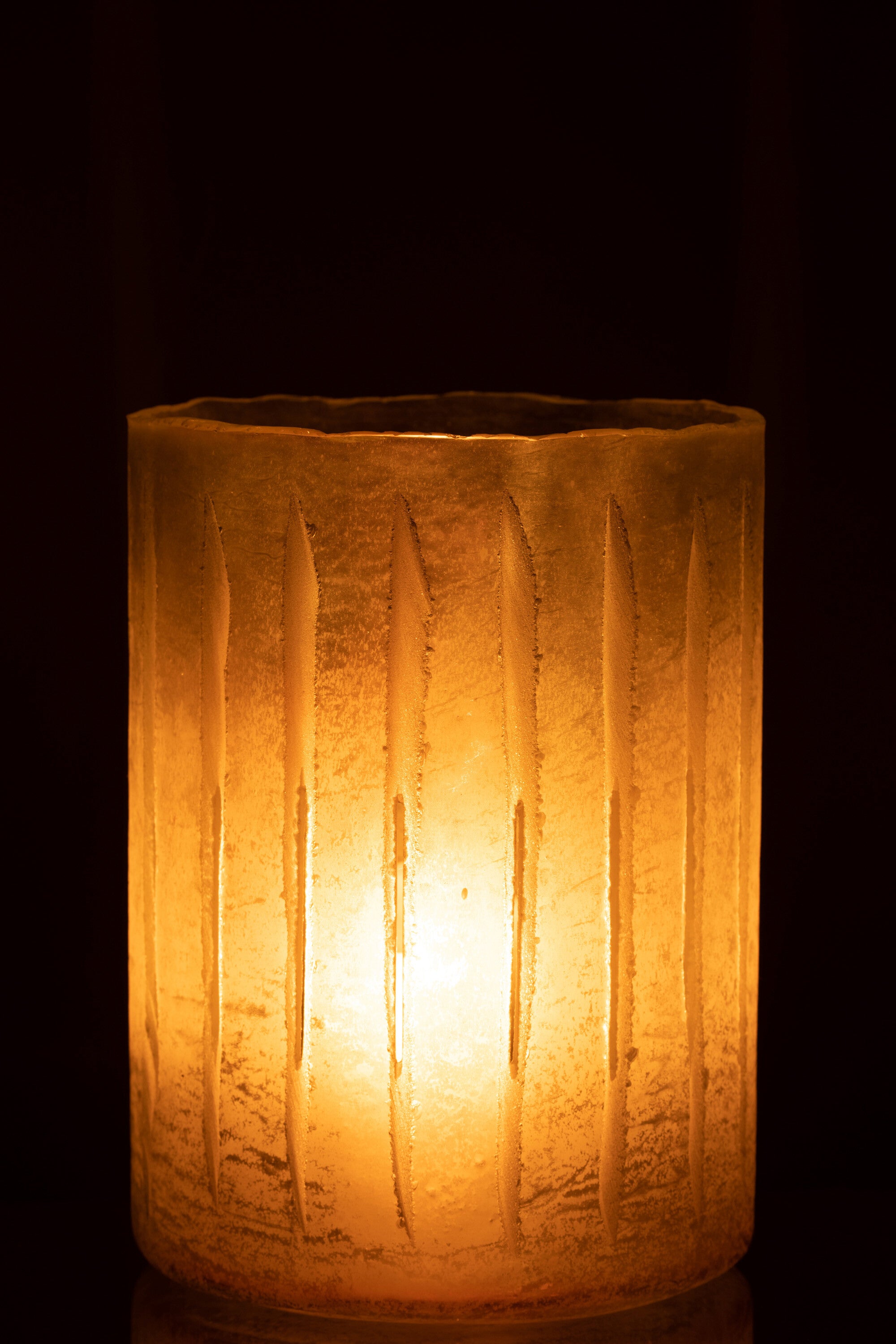 J-Line windlicht Strepen - glas - geel - large