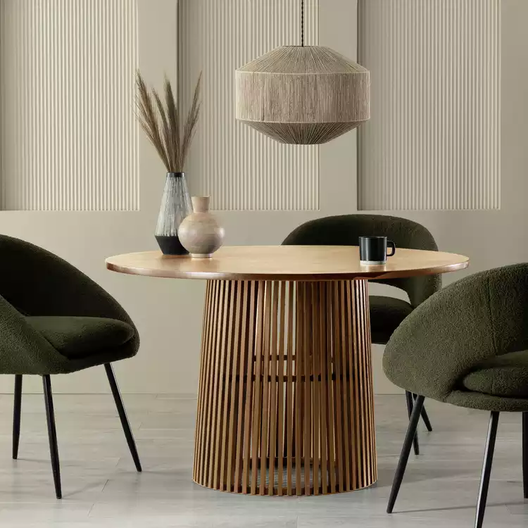 Habitat Jericho Oak Dining Table & 4 Green Chairs