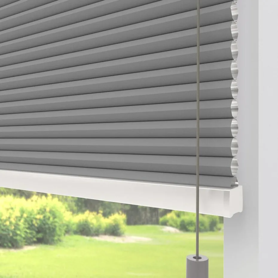 Kwantum Plisségordijnen | Isolerende Gordijnen | Fenstr Dubbel Plissé Aniek  Verduisterend Grijs