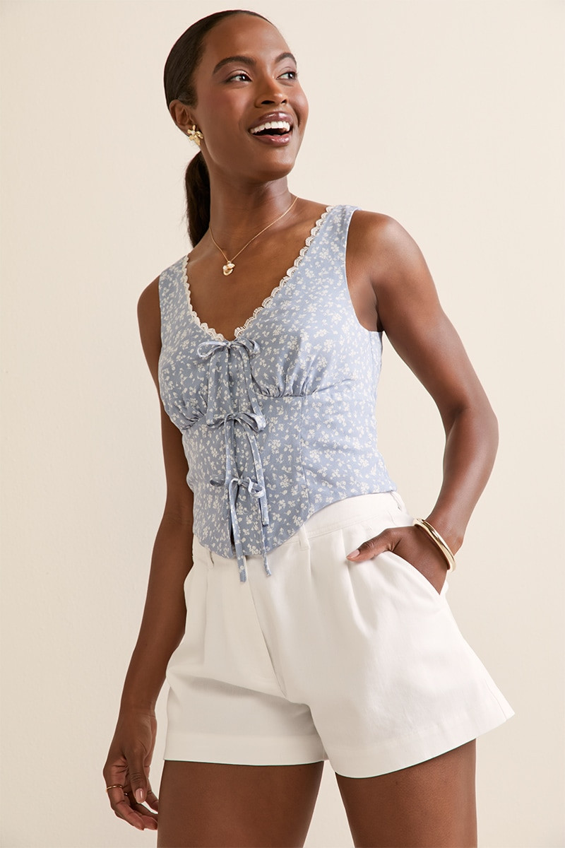 Jeanie Tie Front Floral Top