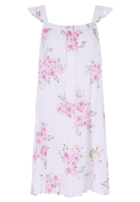 Womens Pink Floral Woven Chemise Nightdress