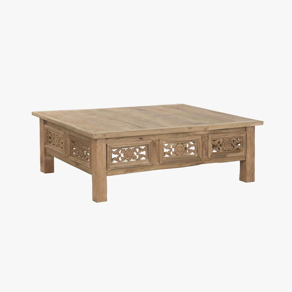 Mesa de Centro Oriental Madeira Ornamentada 140x98 cm OSAKA