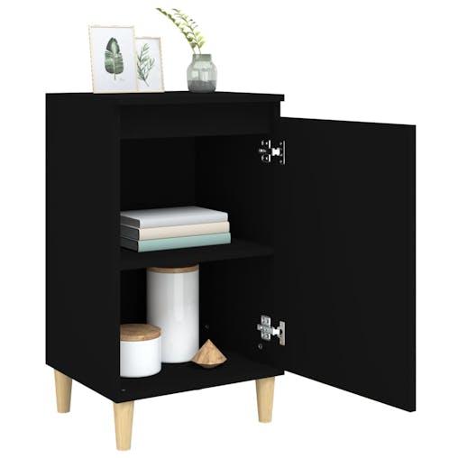 NNEVL Bedside Cabinet Black 40x35x70 cm Engineered Wood