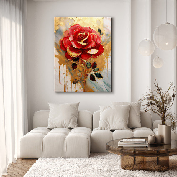 Feeby Obraz na płótnie, Róża Złoto Glamour 40x60