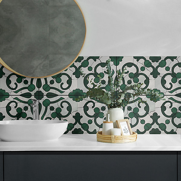 Panneau Mural Wallfluent 50x50 cm Motif Végétal Avec Ornements 4 pièces