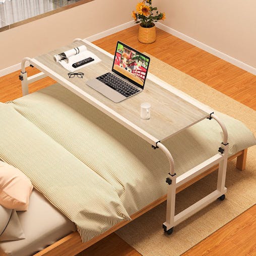 SOGA 120x45cm Wood Cross Bed Movable Desk Table w/ Adjustable Length & Height