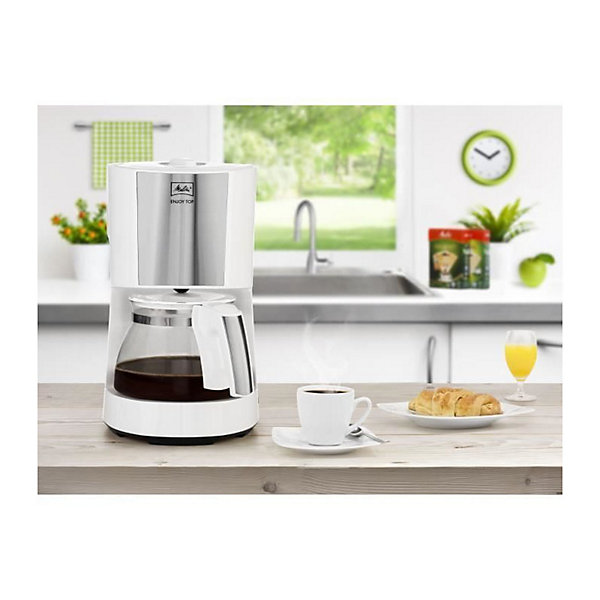 MELITTA 1017-03 Cafetiere Enjoy Top Glass Blanc/Acier brossé 1017-03
