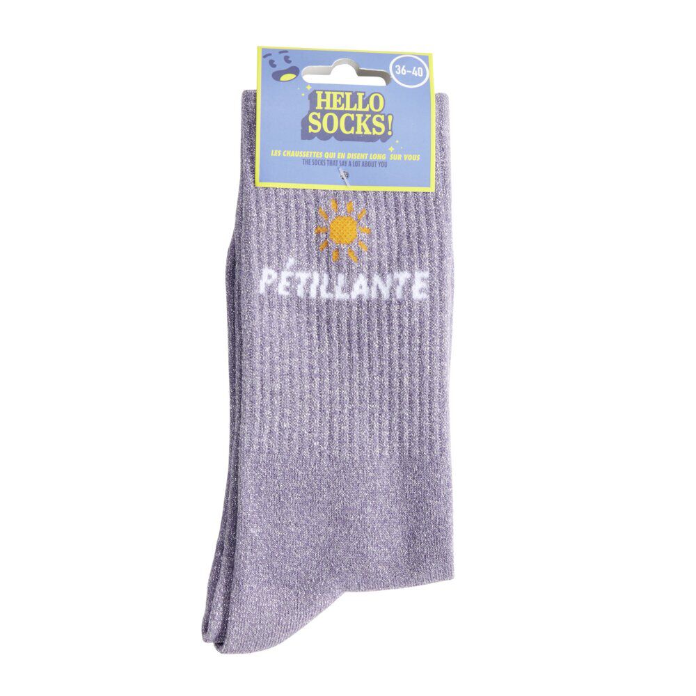 Chaussettes femme tige haute Pétillante pailletté violet T36/40