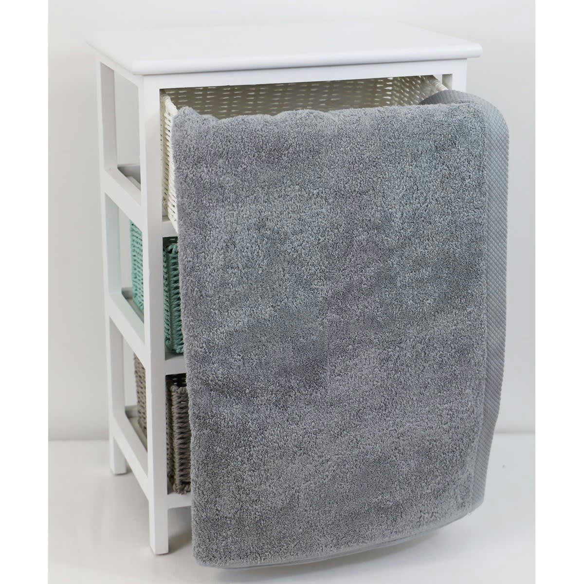 DRAP DE DOUCHE ESSENTIELLE - Drap de douche éponge en coton gris clair 70x140 cm