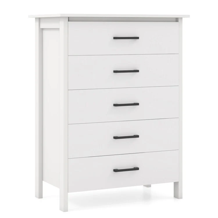 Modern 5-Drawer Multipurpose Chest Dresser with Metal Handles