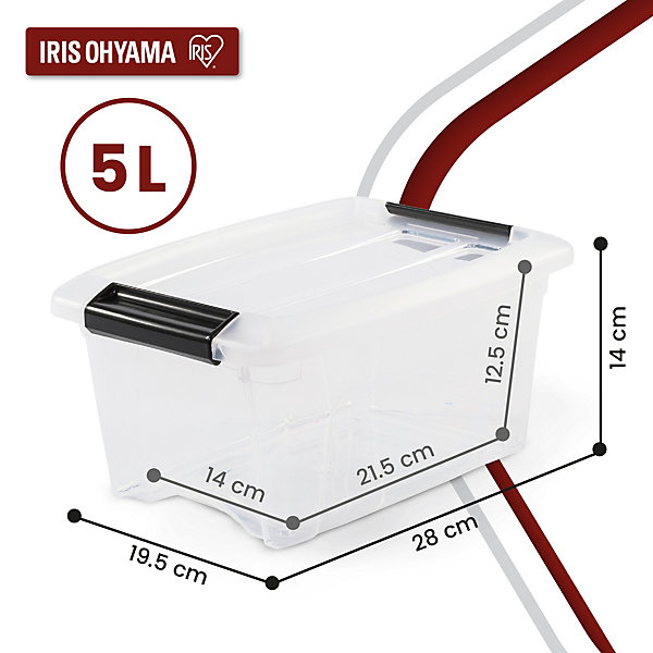 Iris Ohyama, Petite Boites de Rangement Plastique avec Couvercle, 5L, Lot de 3, Transparent, NTB-5