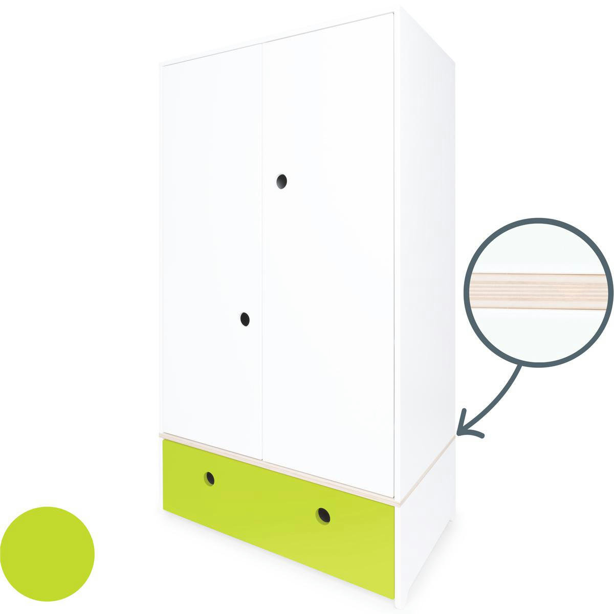 COLORFLEX - Armoire 2 portes façade tiroir citron vert