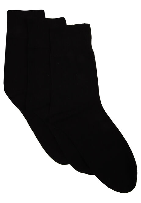 Womens 3pk Black Soft Top No-Marks Socks