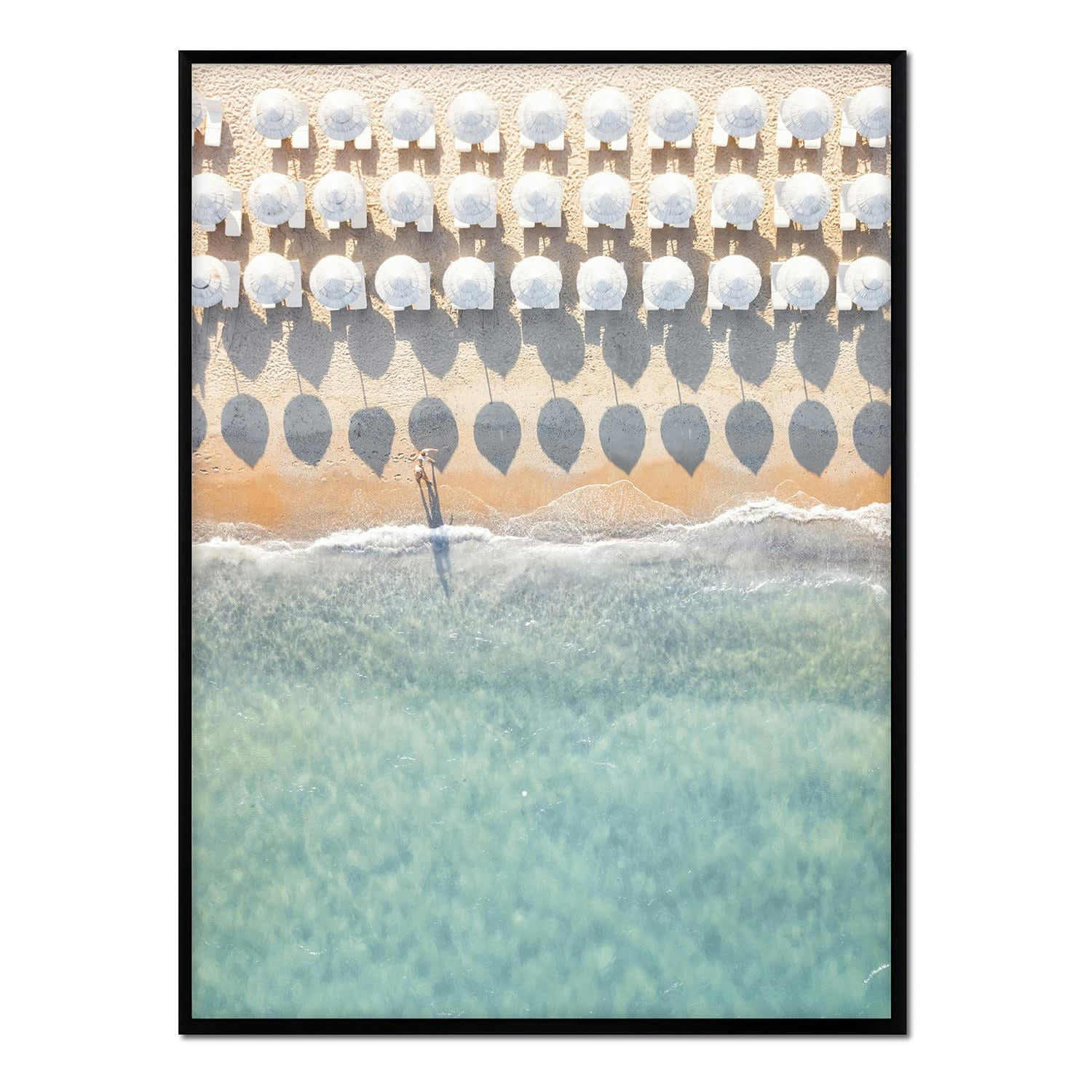 PLAYA - Affiche avec cadre noir - Parapluies - 50x70