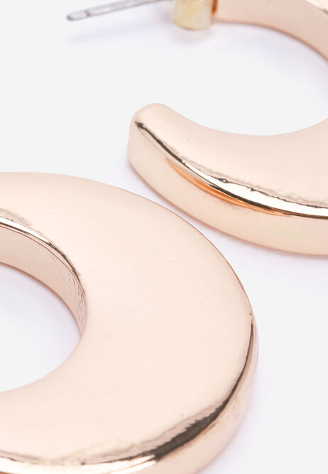 Womens Gold Chunky Drop Hoop Earrings