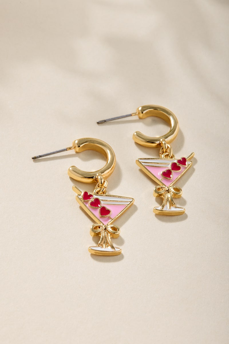 Jess Heart Martini Drop Earrings